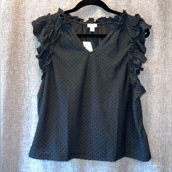 J. Crew Tops - Women's J. Crew RUFFLE-SLEEVE CLIP-DOT TOP XL NWT